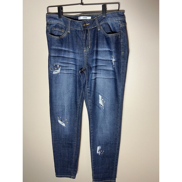 Boston Proper Distressed Studded Jeans Size 10 Embellished Excellent Condition - Picture 1 of 14